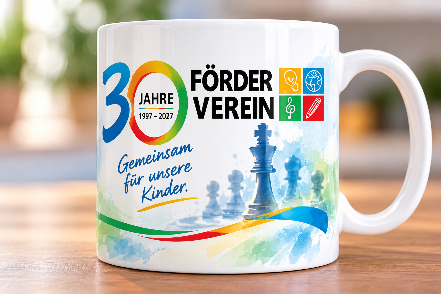 Jubiläumstasse – 30 Jahre Förderverein (1997–2027)  30 Jahre. Gemeinsam. Für unsere Kinder.